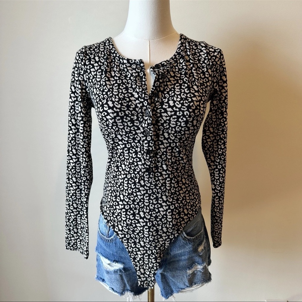 Banana Republic Black and White Patterned Bodysuit